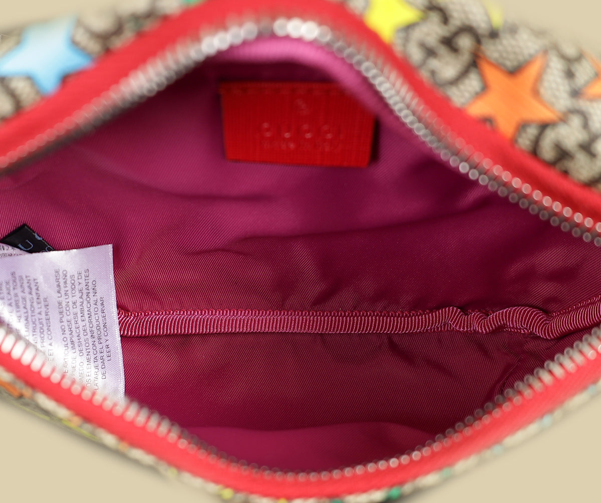 Gucci Multicolor GG Supreme Stars Print Web Children's Belt Bag