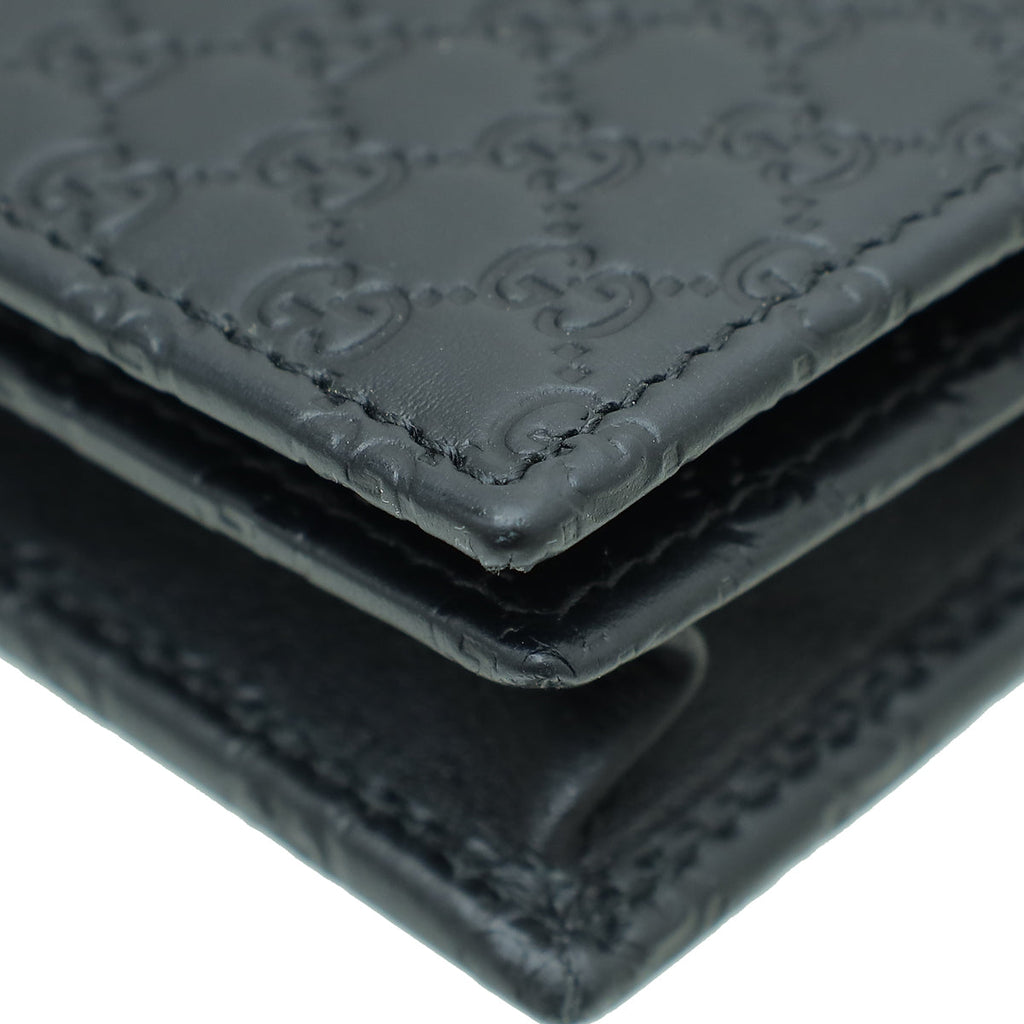 Gucci Black GG Microguccissima Strap Wallet