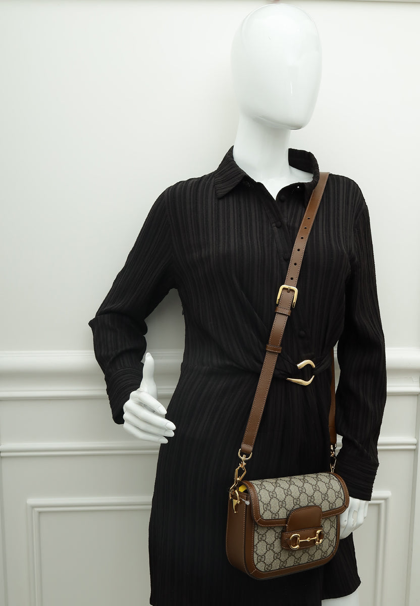 Gucci Bicolor GG Supreme Horsebit 1955 Mini Bag