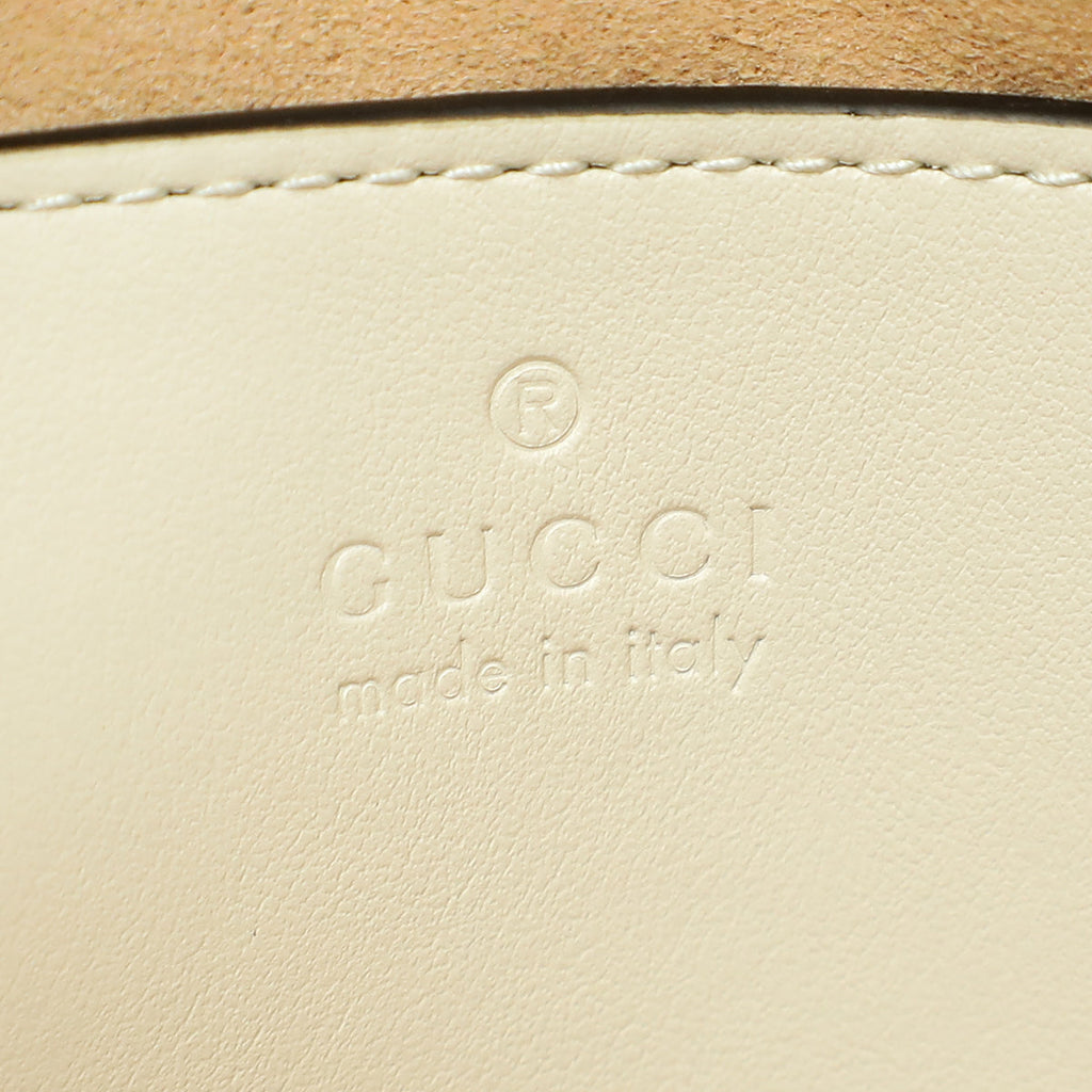 Gucci White Cream GG Marmont Matelasse Aria Small Tote Bag