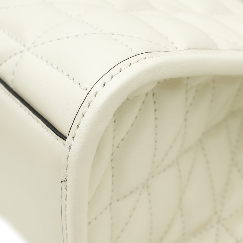 Gucci White Cream GG Marmont Matelasse Aria Small Tote Bag