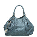 Gucci Metallic Slate Blue Guccissima Sukey Tote Medium Bag