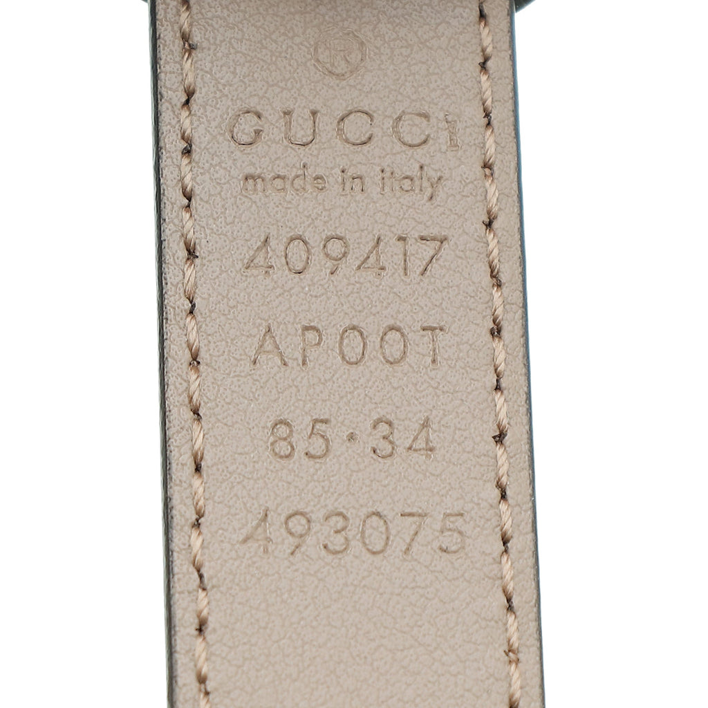 Gucci Dusty Pink Double G Buckle Slim Belt 34