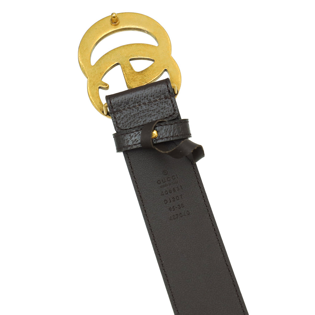 Gucci Chocolate Brown Double G Buckle Belt 38
