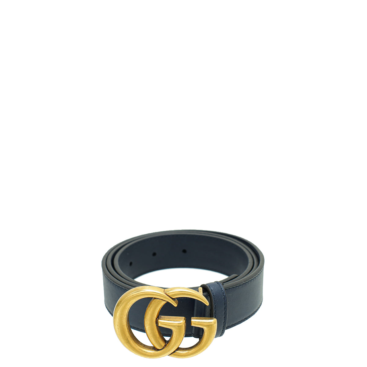 Gucci Navy Double G Buckle Belt 36