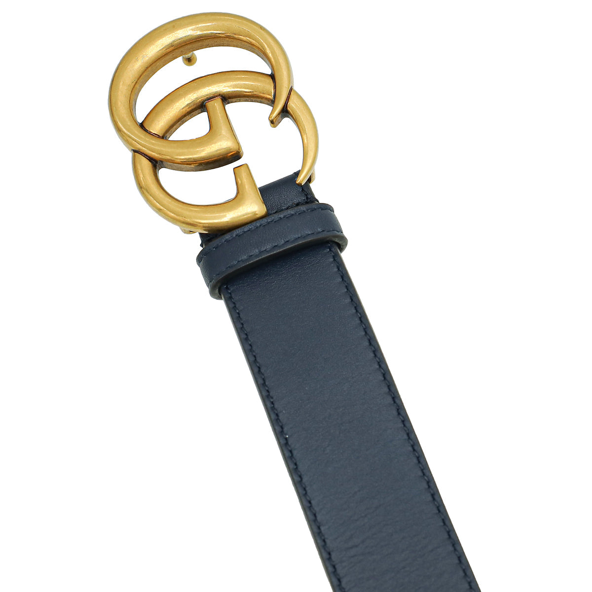 Gucci Navy Double G Buckle Belt 36