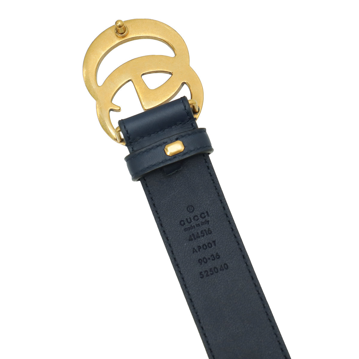Gucci Navy Double G Buckle Belt 36