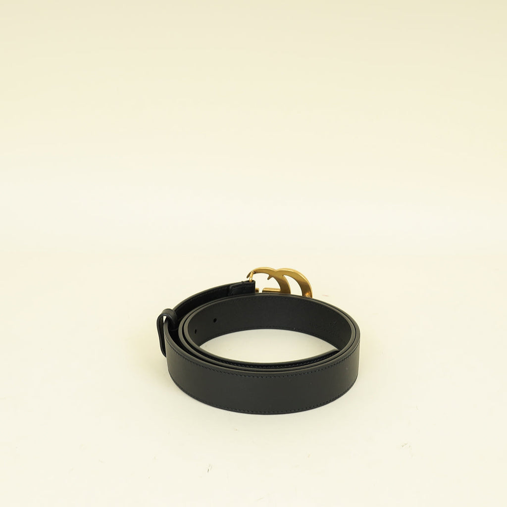 Gucci Black Double G Buckle 30mm Belt 32