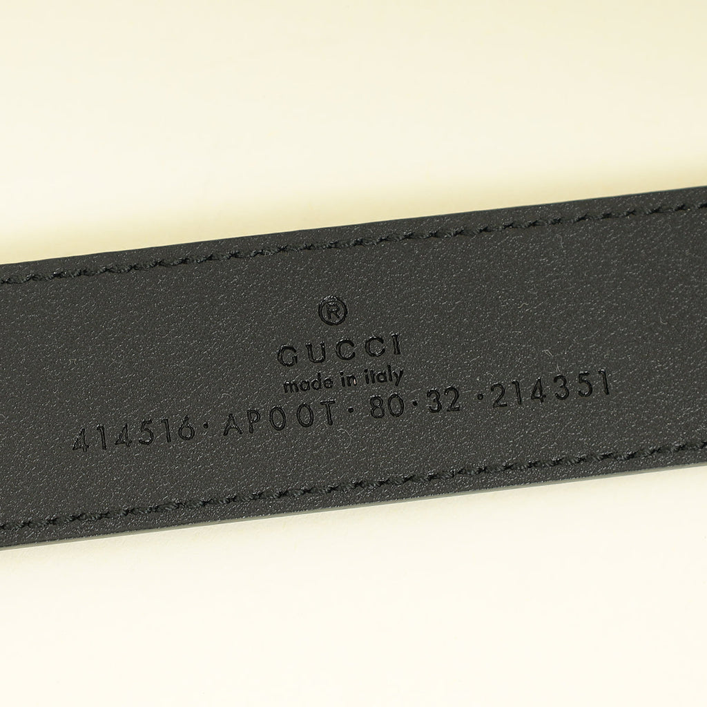 Gucci Black Double G Buckle 30mm Belt 32