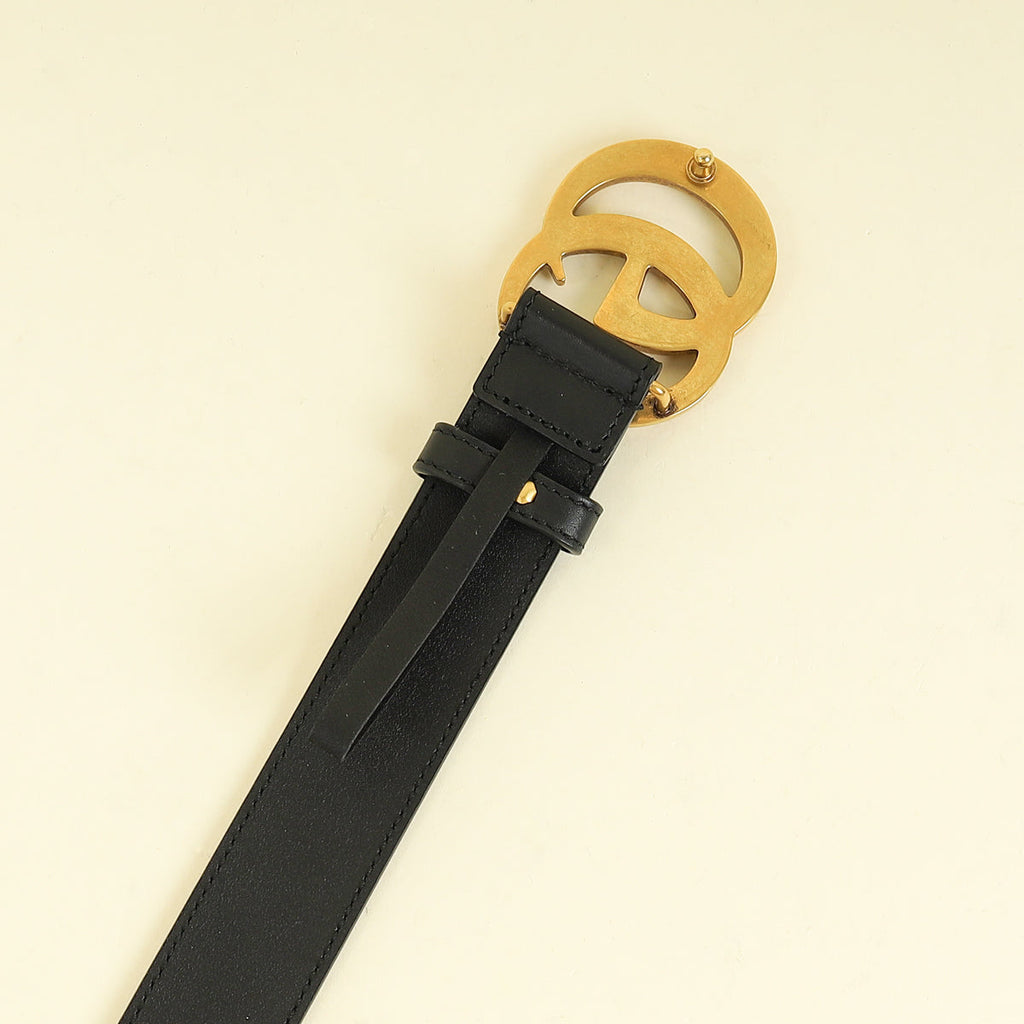 Gucci Black Double G Buckle 30mm Belt 38