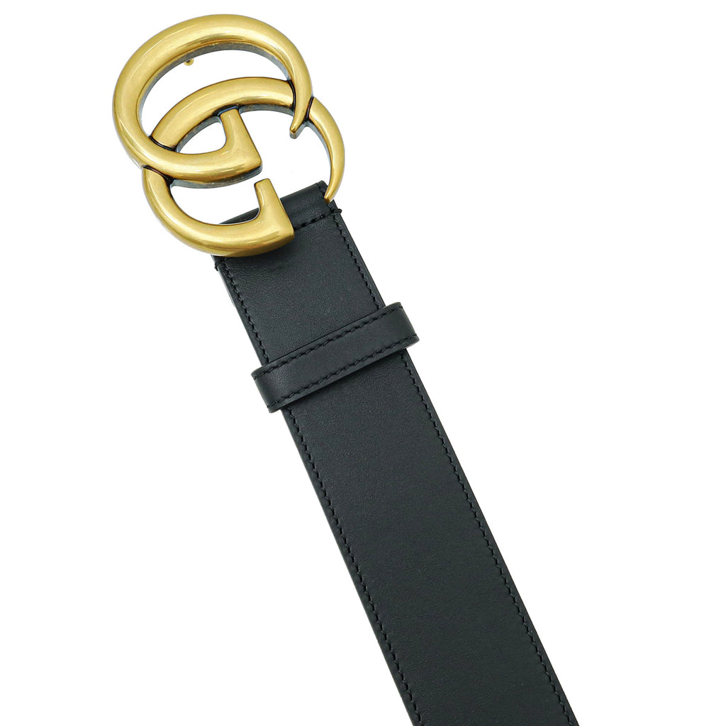Gucci Black Double G Buckle 4mm Belt 34