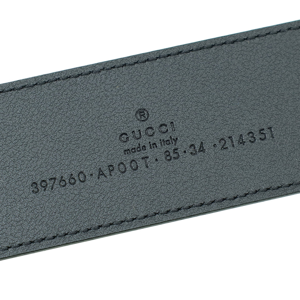 Gucci Black Double G Buckle 4mm Belt 34