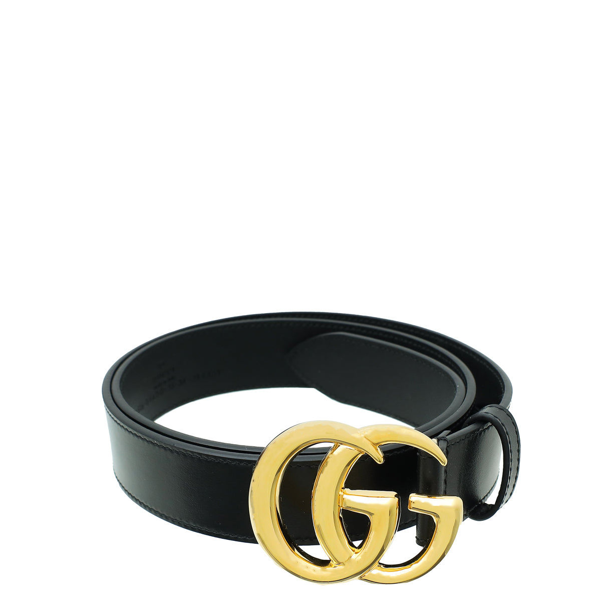 Gucci Black GG Marmont Shiny Buckle 30mm Belt 34