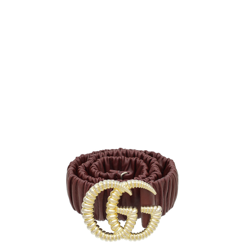 Gucci Burgundy GG Torchon Buckle Elasticized 40mm Belt 34
