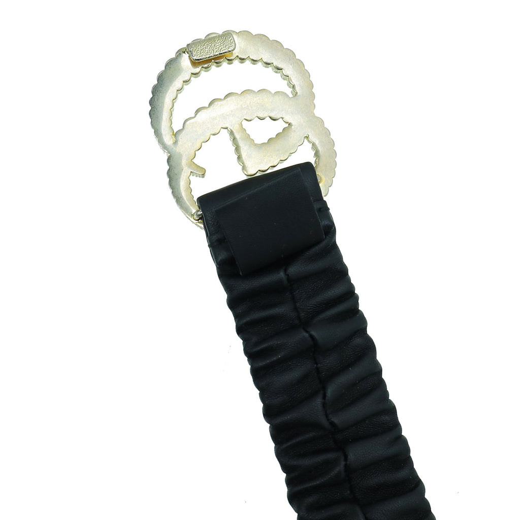 Gucci Black GG Torchon Buckle Elasticized Belt 34
