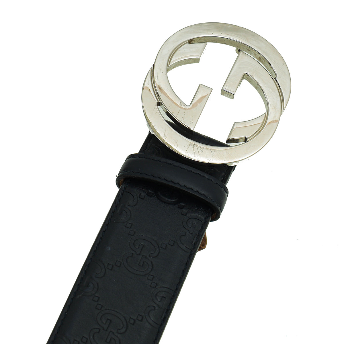 Gucci Navy Interlocking G Buckle Belt 36