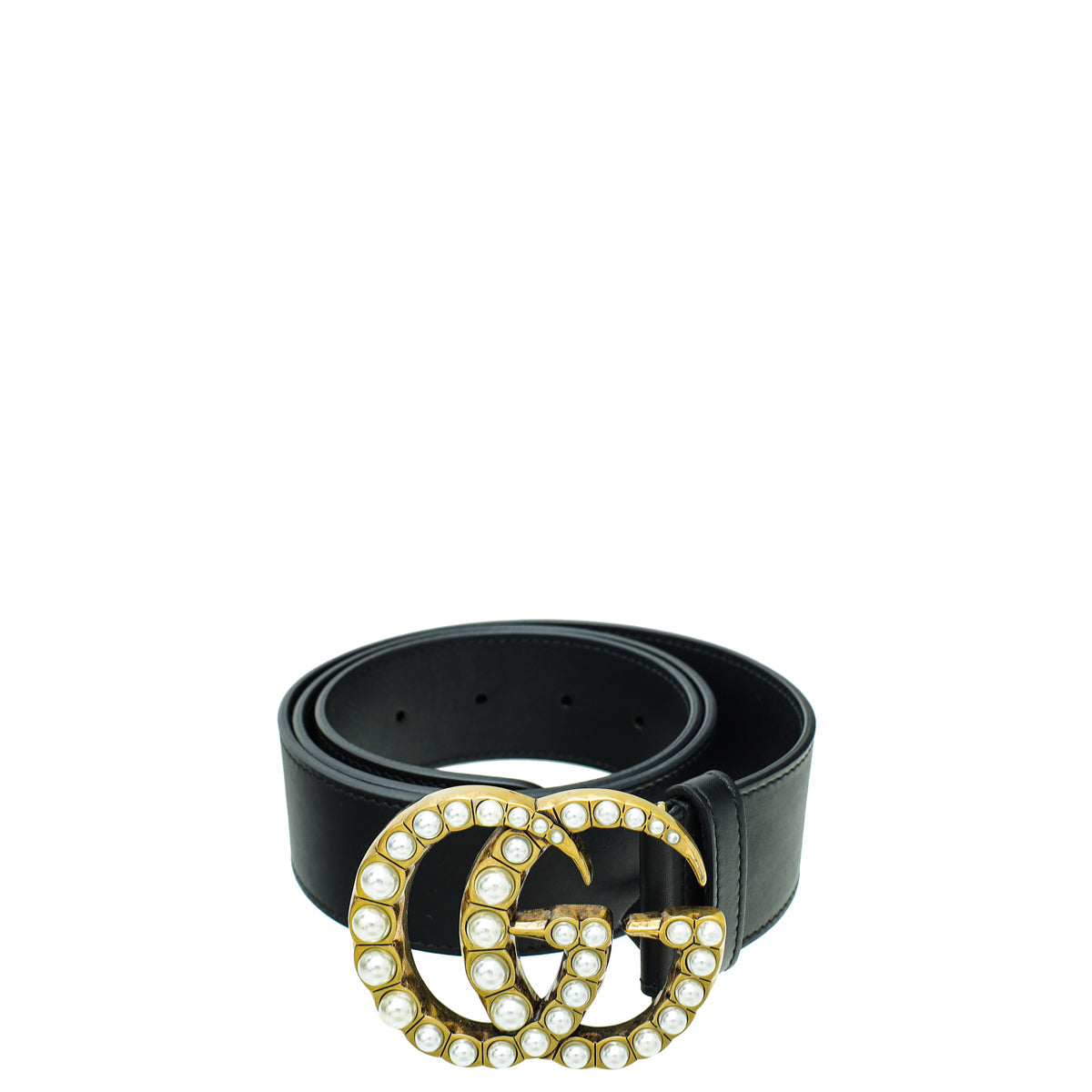 Gucci Black Pearl Double G Belt 34