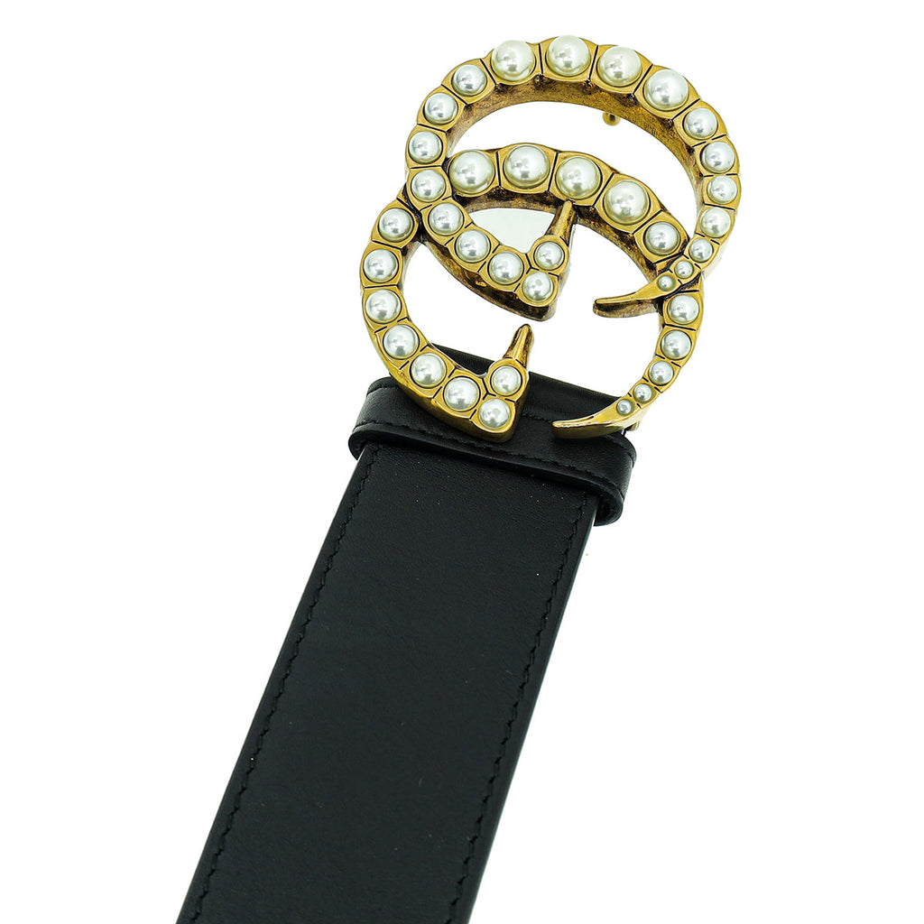 Gucci Black Pearl Double G Belt 34