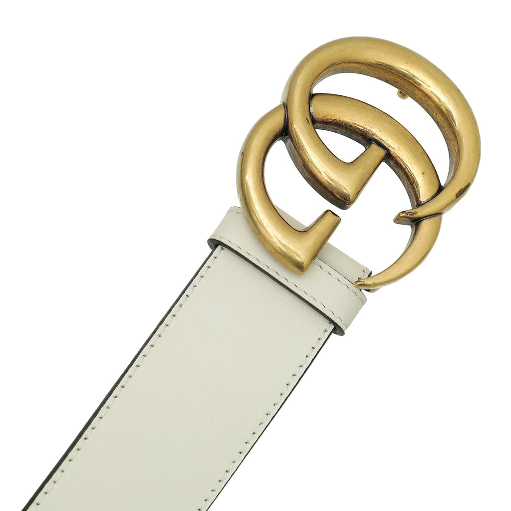 Gucci Ivory Double G Buckle Belt 34