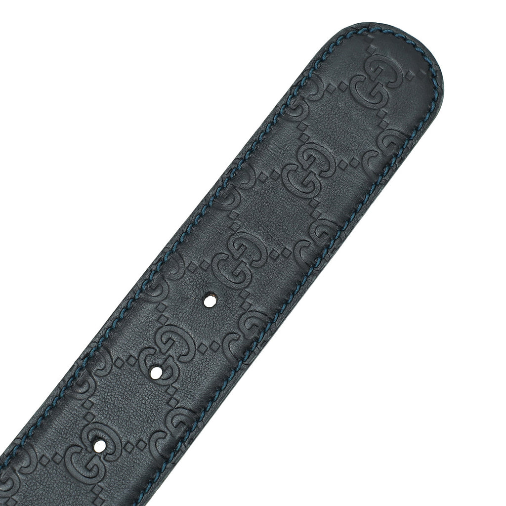 Gucci Black Guccissima Interlocking G Buckle Belt 34