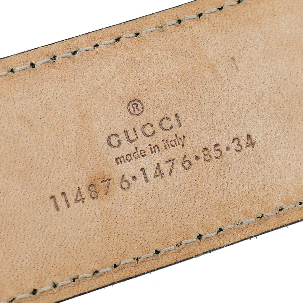 Gucci Black Guccissima Interlocking G Buckle Belt 34