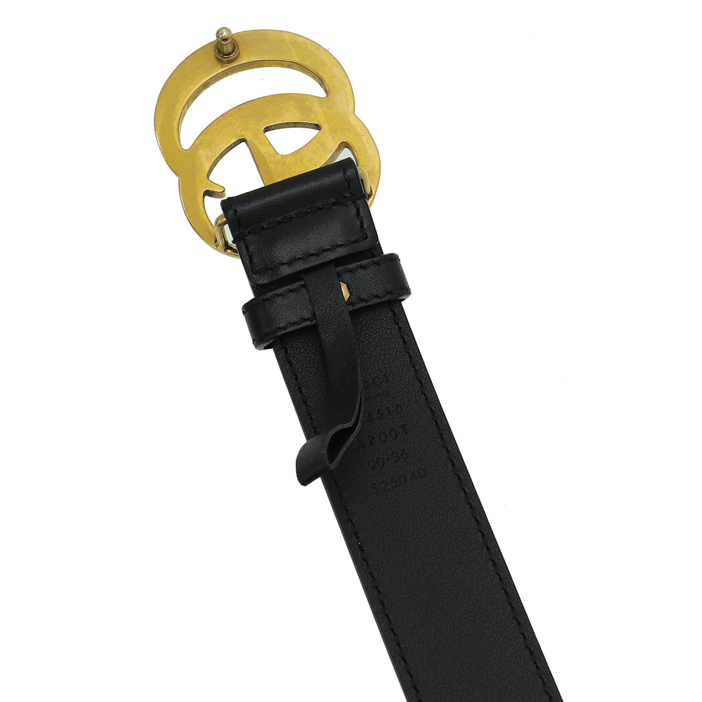 Gucci Black Double G Buckle 30mm Belt 36