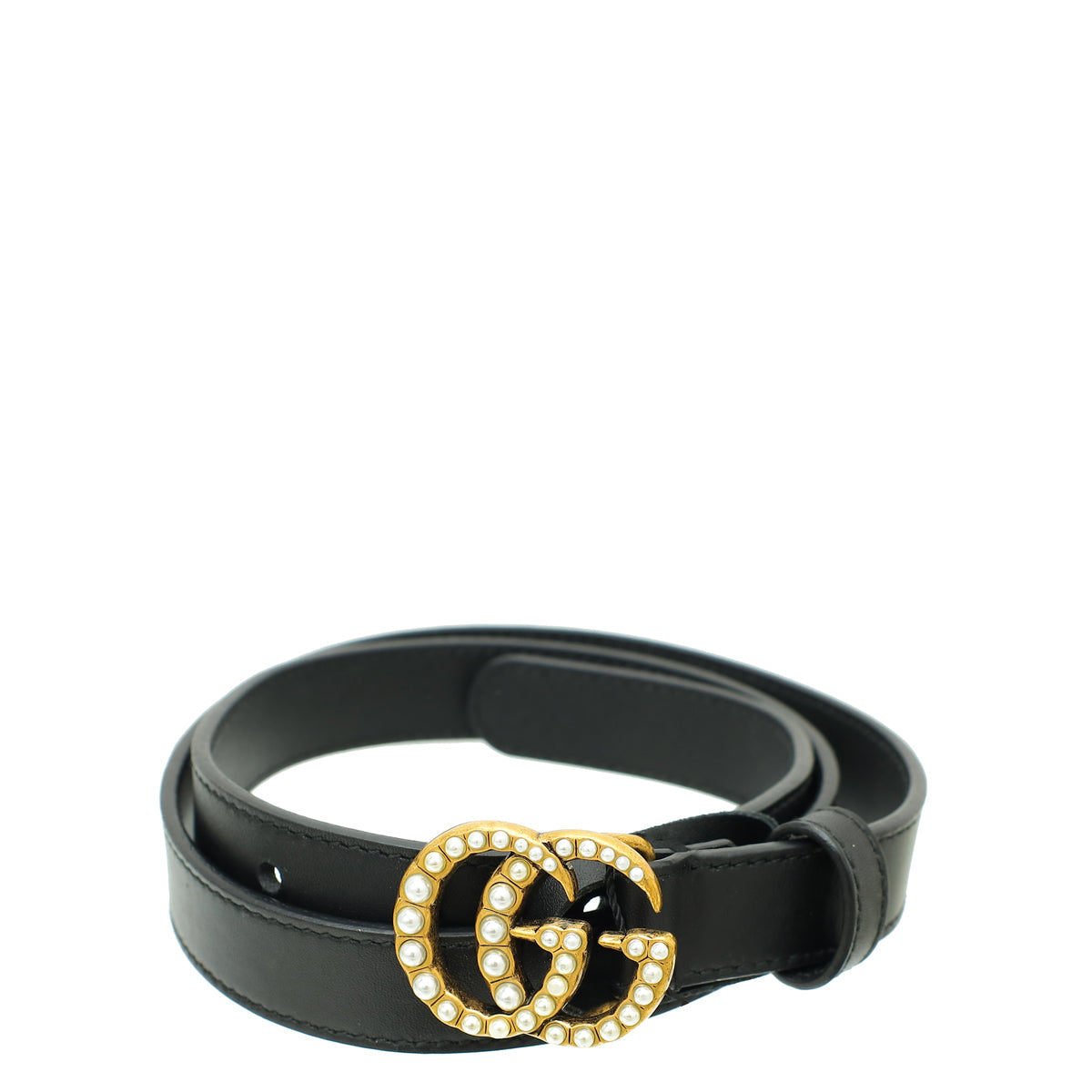 Gucci Black Double G Pearl 20mm Belt 30