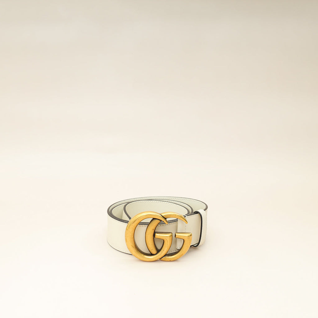 Gucci White Marmont Wide 4mm Belt 30