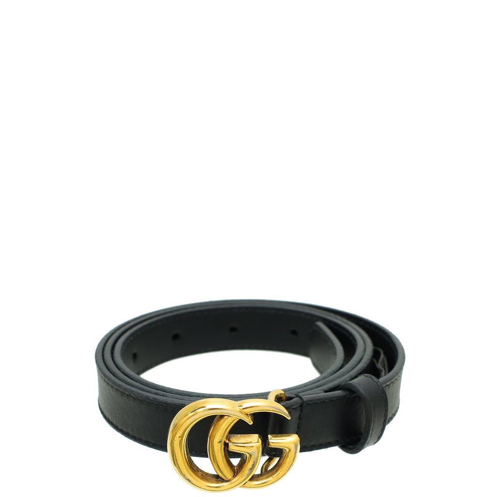 Gucci Black Double G Buckle Slim Belt 34