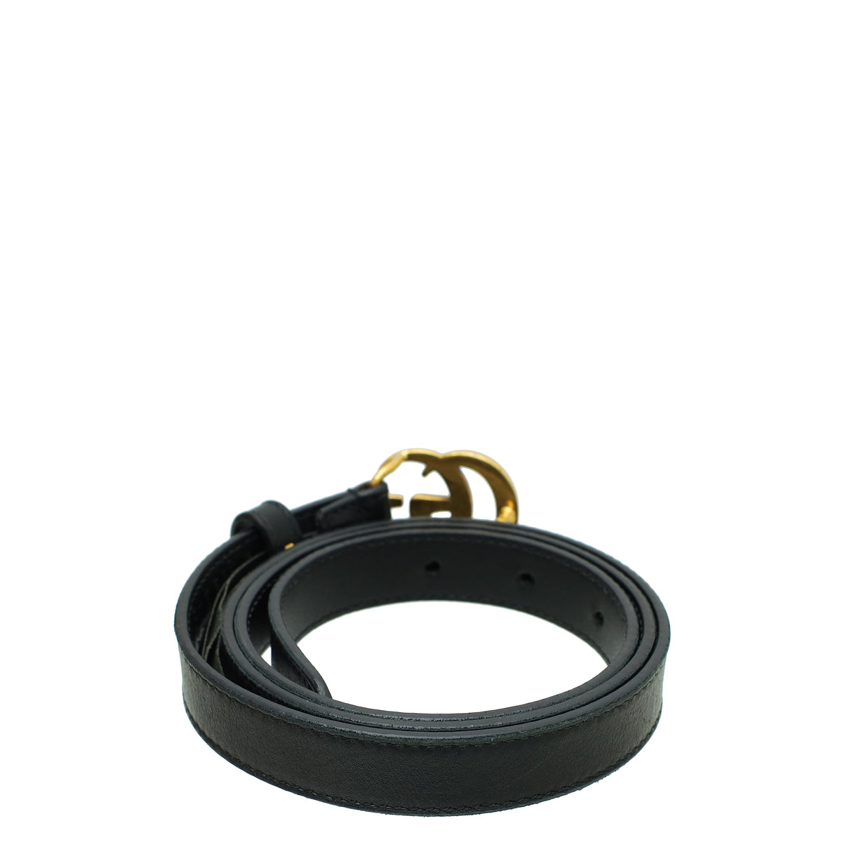 Gucci Black Double G Buckle Slim Belt 34