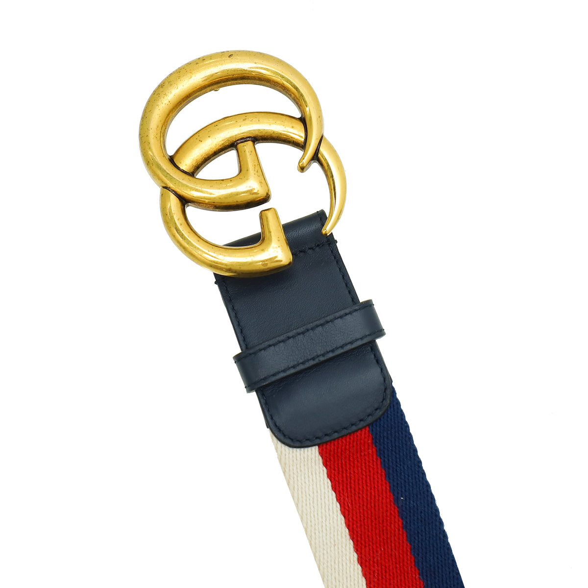 Gucci Tricolor Double G Buckle Web Canvas Belt 32