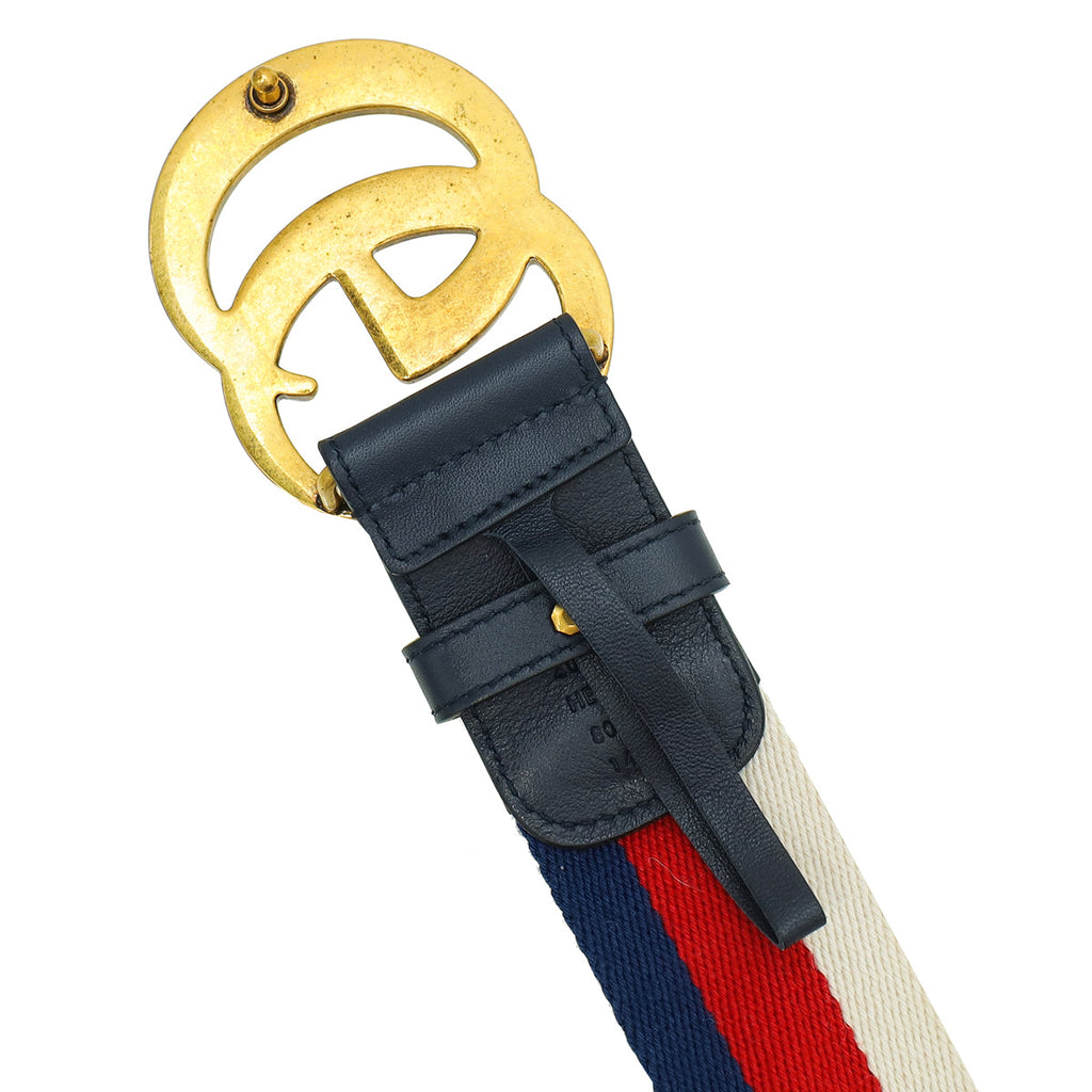 Gucci Tricolor Double G Buckle Web Canvas Belt 32
