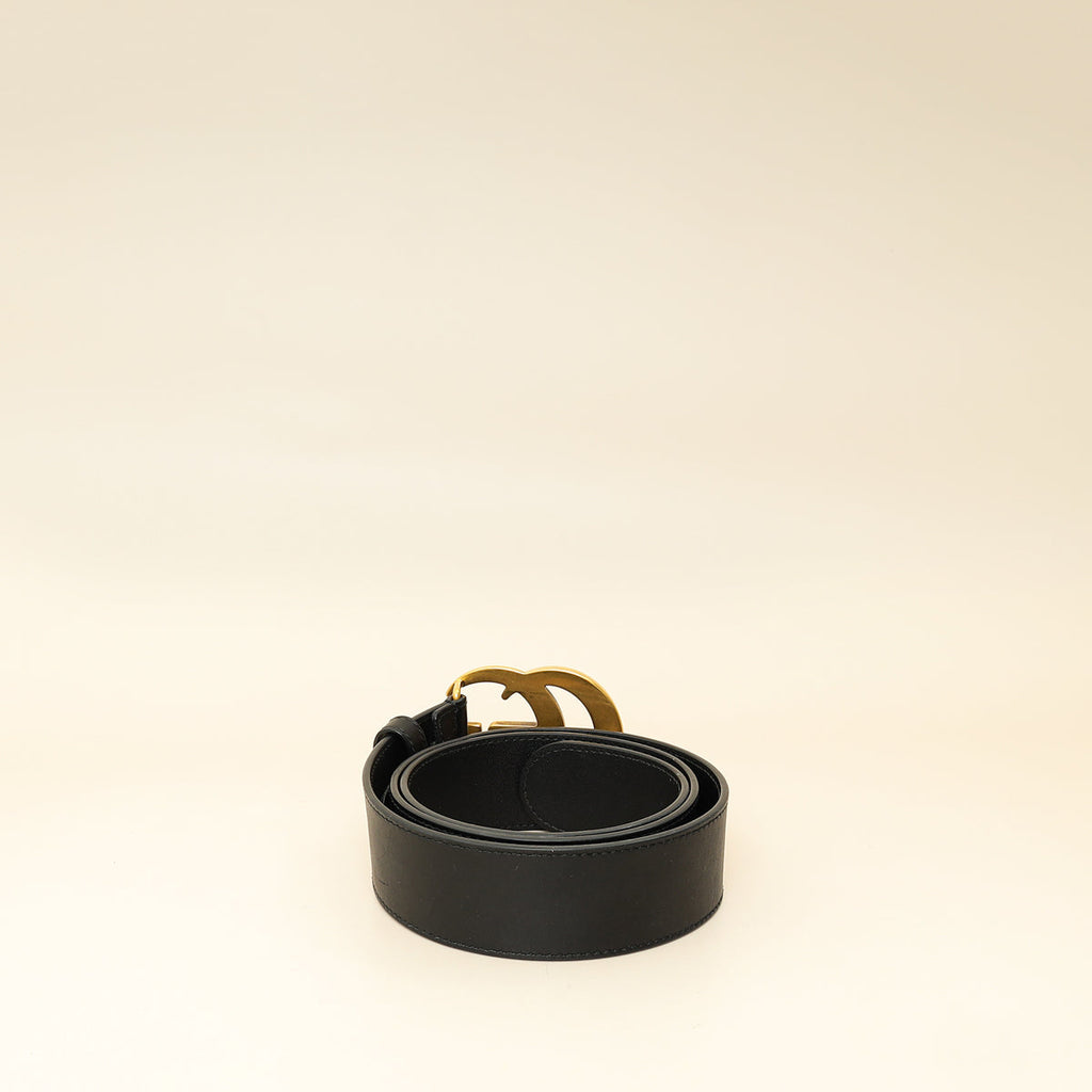 Gucci Black GG Marmont Wide Belt 34