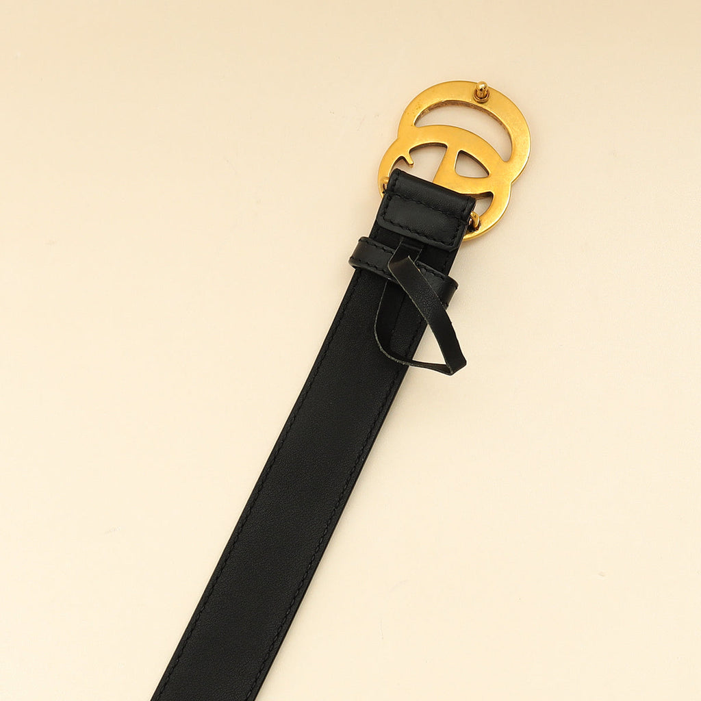 Gucci Black Double G Buckle 30mm Belt 32