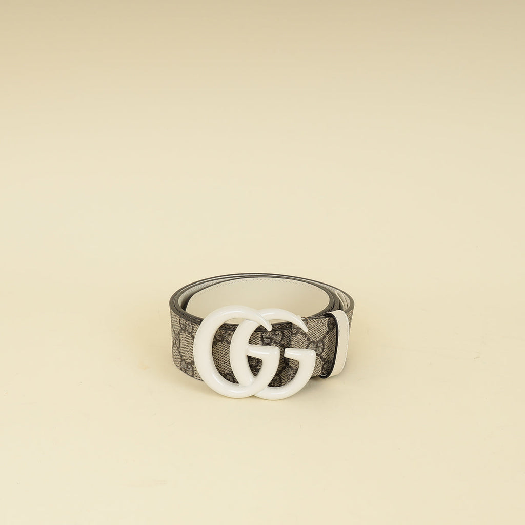 Gucci Bicolor Double G Buckle Supreme Belt 32