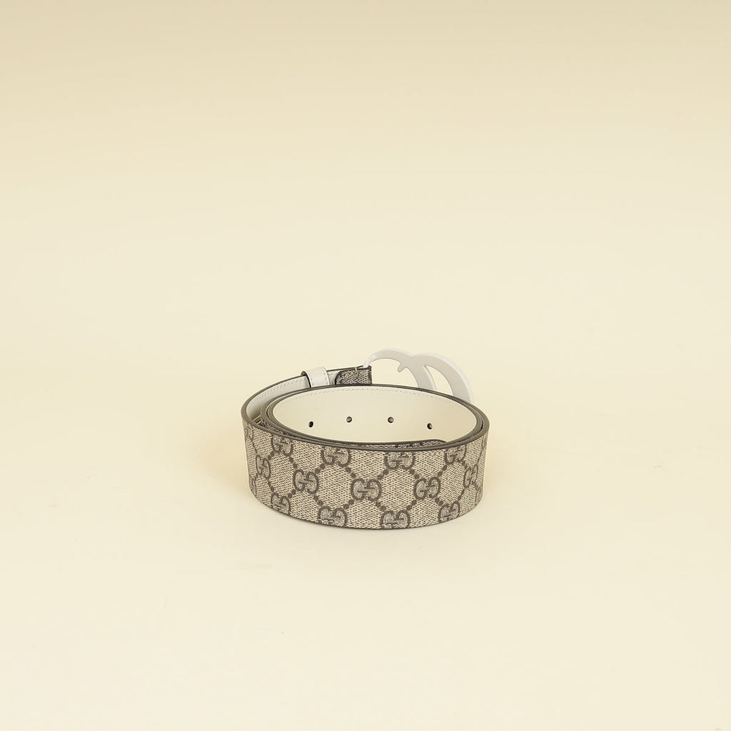 Gucci Bicolor Double G Buckle Supreme Belt 32