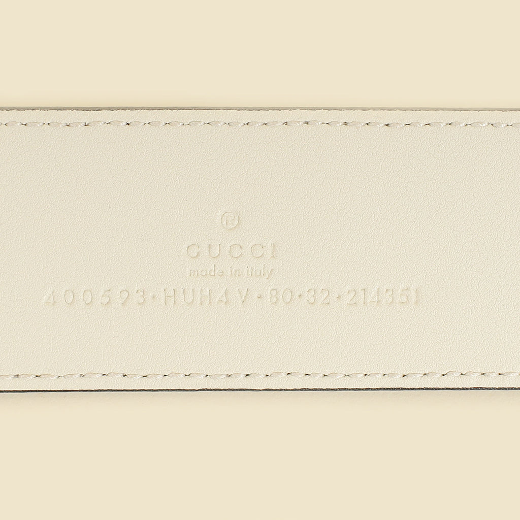Gucci Bicolor Double G Buckle Supreme Belt 32