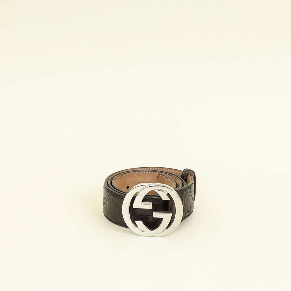 Gucci Dark Brown GG Interlocking Belt 34
