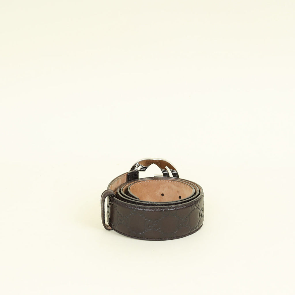 Gucci Dark Brown GG Interlocking Belt 34