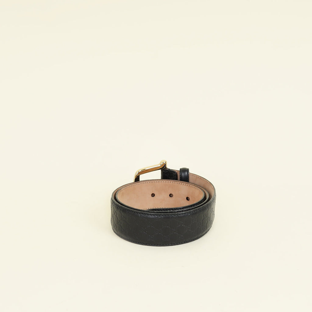 Gucci Black Microguccissima Buckle Belt 32