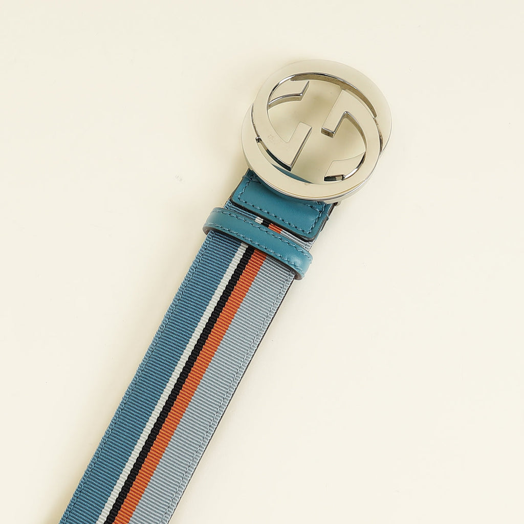 Gucci Multicolor GG Buckle Stripe Belt 38