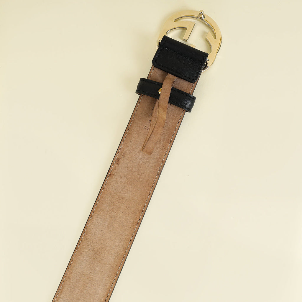 Gucci Black Interlocking G Buckle Belt 36