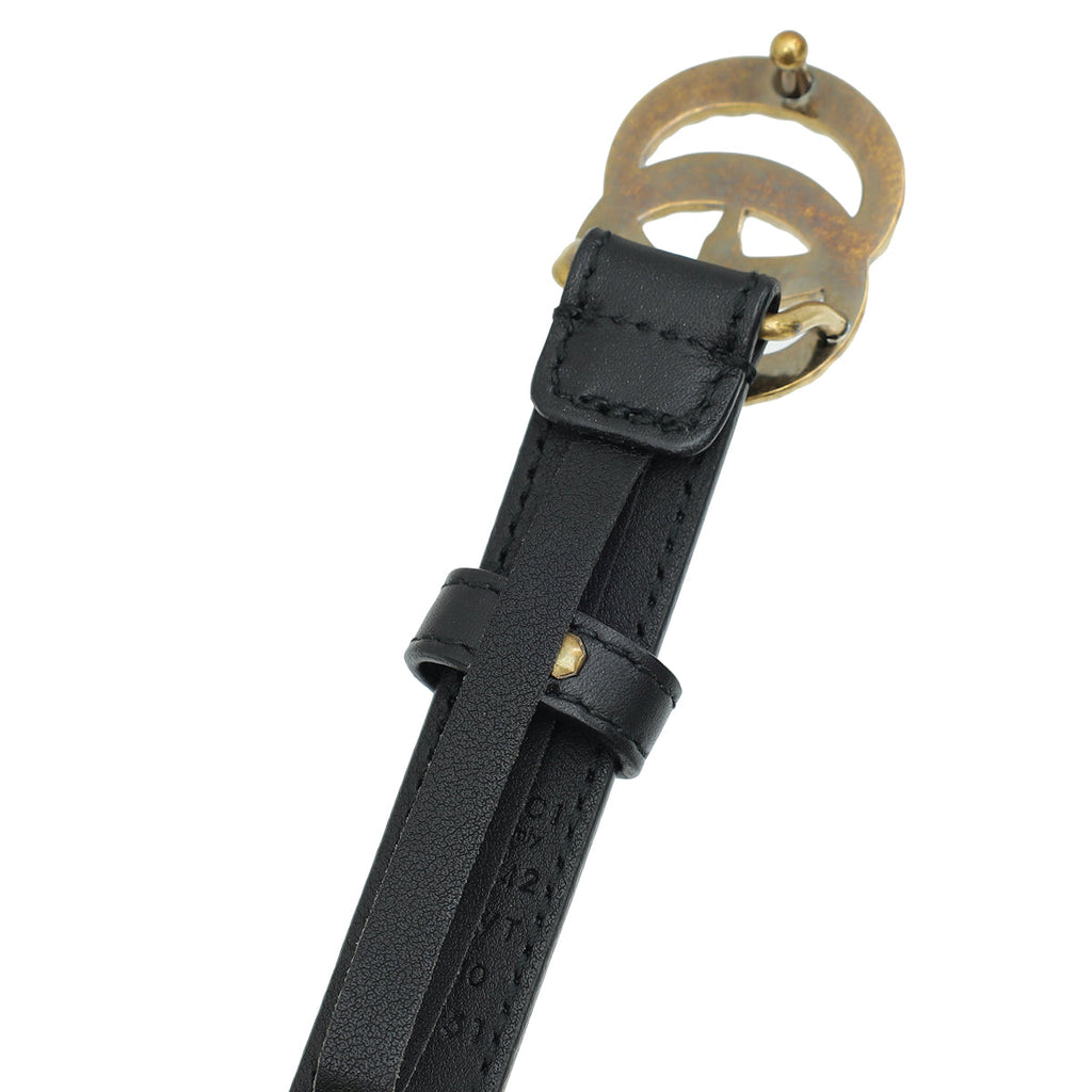 Gucci Black Double G Pearl 20mm Belt 40