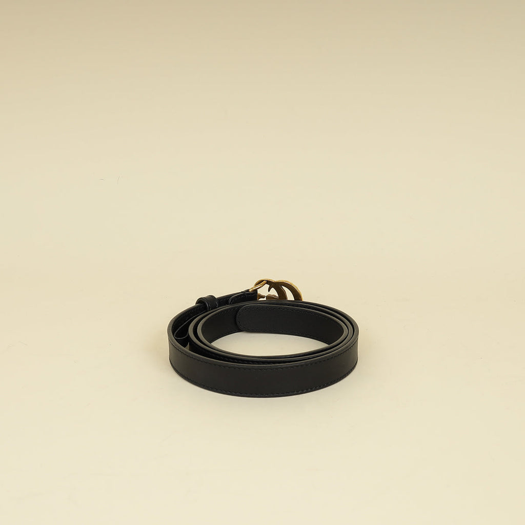 Gucci Black Double G Pearl 20mm Belt 34