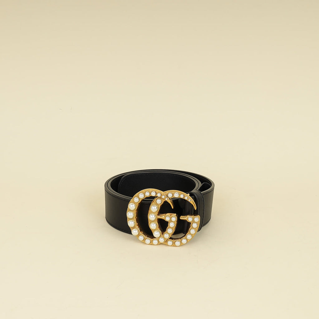 Gucci Black Double G Pearl 40mm Belt 30