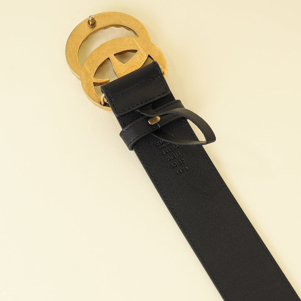 Gucci Black Double G Pearl Buckle 40mm Belt 32