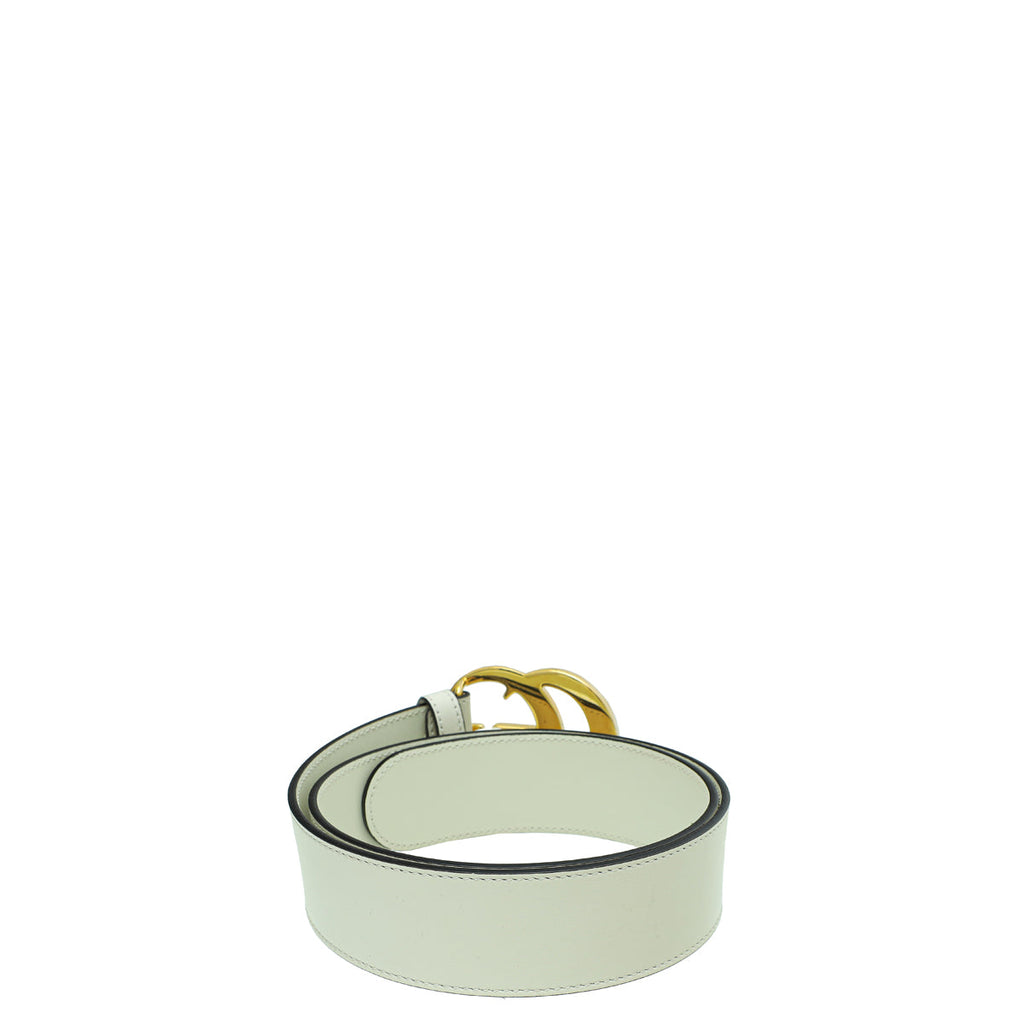 Gucci White Double G Buckle Belt 30