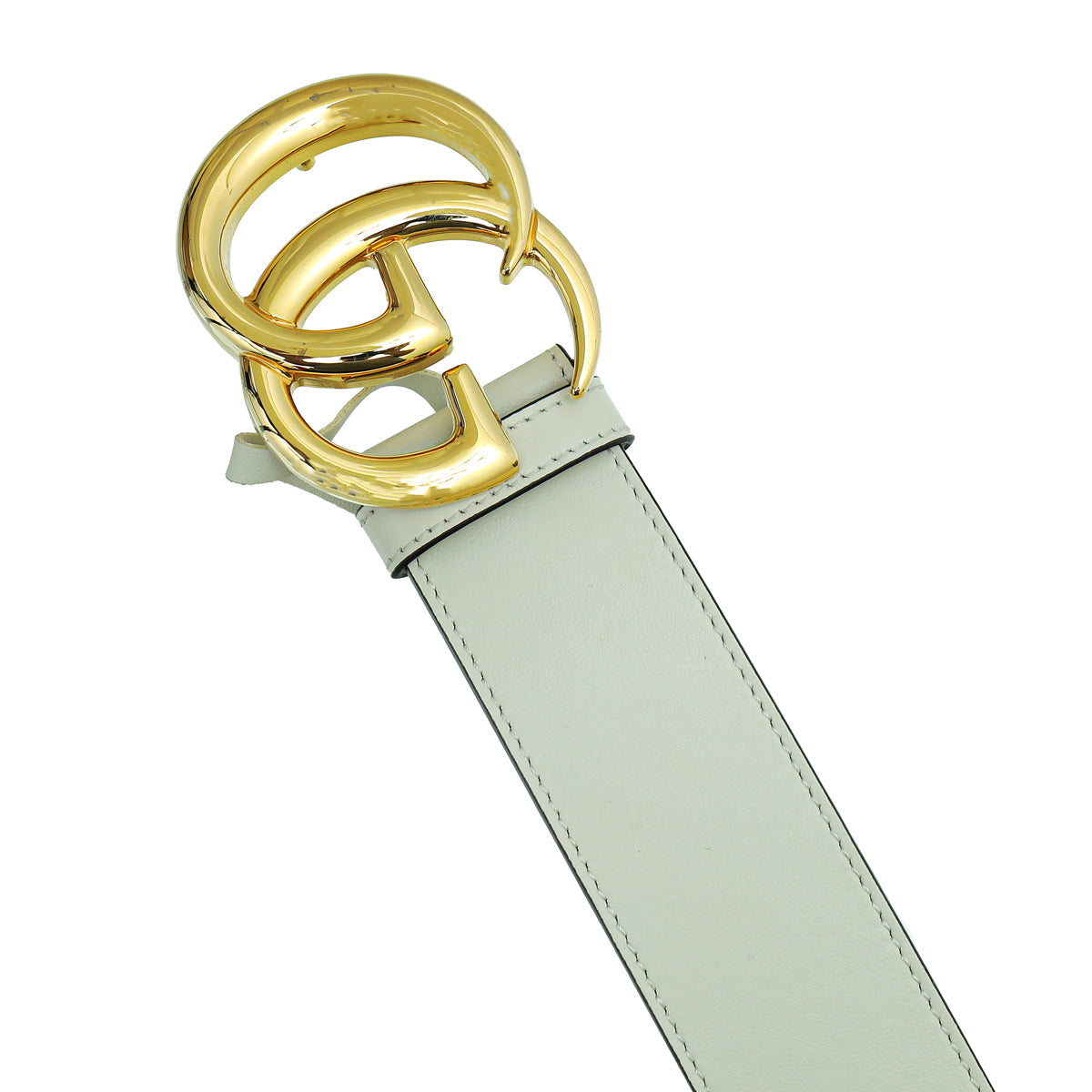 Gucci White Double G Buckle Belt 30