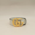 Gucci White Double G Buckle 40mm Belt 30