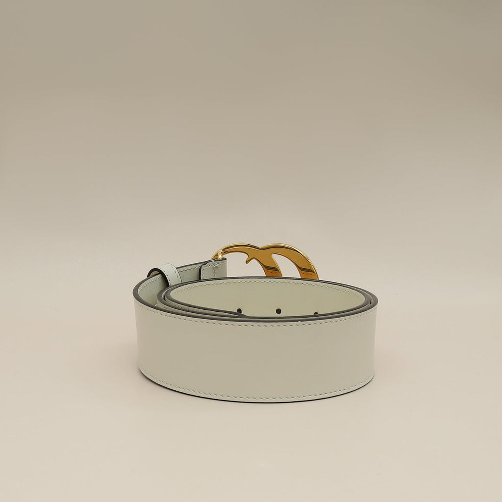 Gucci White Double G Buckle 40mm Belt 30
